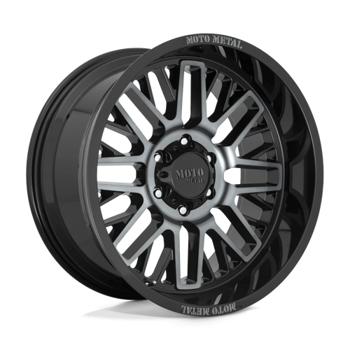 20X10 Moto Metal MO802 6X135 -18MM GLOSS BLACK MACHINED WITH GRAY TINT