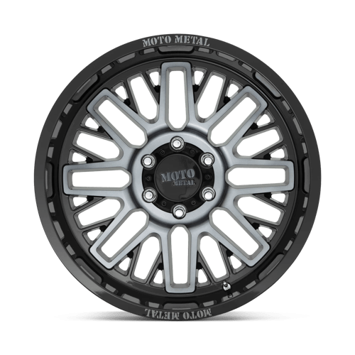 20X9 Moto Metal MO802 8X6.5 18MM GLOSS BLACK MACHINED WITH GRAY TINT