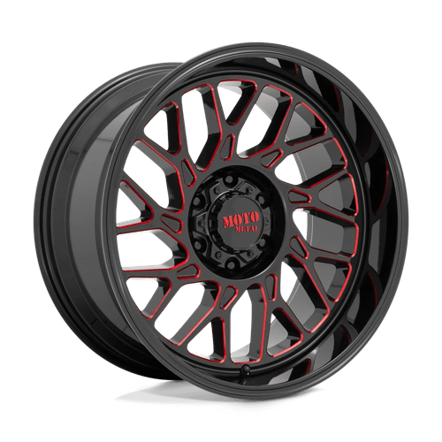 22X10 Moto Metal MO805 8X170 -18MM GLOSS BLACK MILLED WITH RED TINT