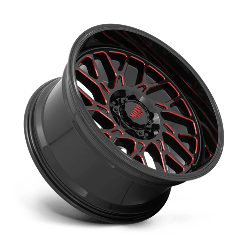 22X10 Moto Metal MO805 8X170 -18MM GLOSS BLACK MILLED WITH RED TINT