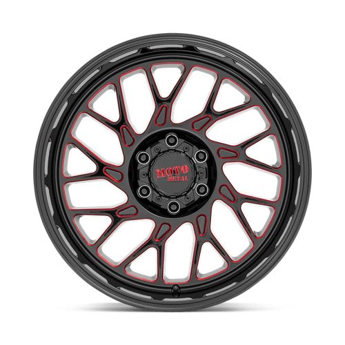 22X10 Moto Metal MO805 8X170 -18MM GLOSS BLACK MILLED WITH RED TINT