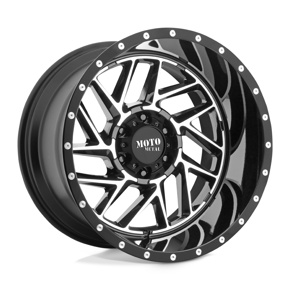 20X12 Moto Metal MO985 BREAKOUT 8X6.5 -44MM GLOSS BLACK MACHINED