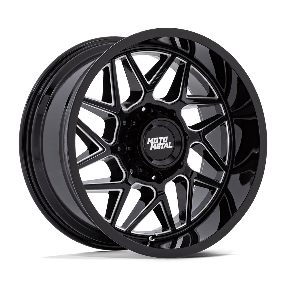 20X10 Moto Metal MO812 TURBINE 8X180 -18MM GLOSS BLACK MILLED