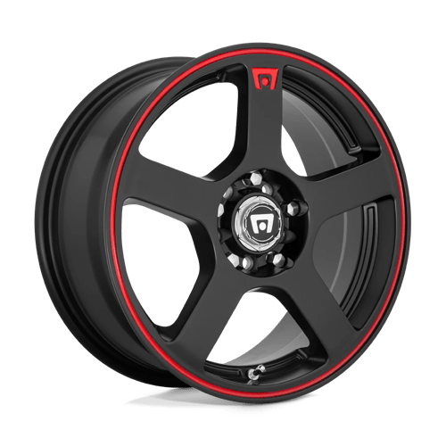 18X8 Motegi MR116 FS5 5X4.25/4.5 45MM MATTE BLACK RED RACING STRIPE