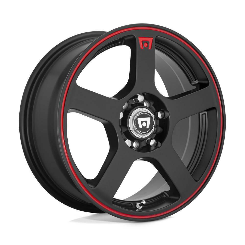 18X8 Motegi MR116 FS5 5X112/4.5 45MM MATTE BLACK RED RACING STRIPE