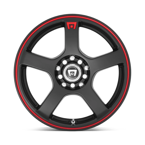 18X8 Motegi MR116 FS5 5X100/4.5 45MM MATTE BLACK RED RACING STRIPE