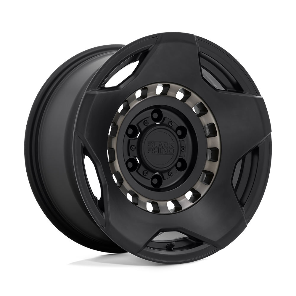 17X9 Black Rhino MUZZLE 6X5.5 -18MM MATTE BLACK W/ MACHINED TINTED RING