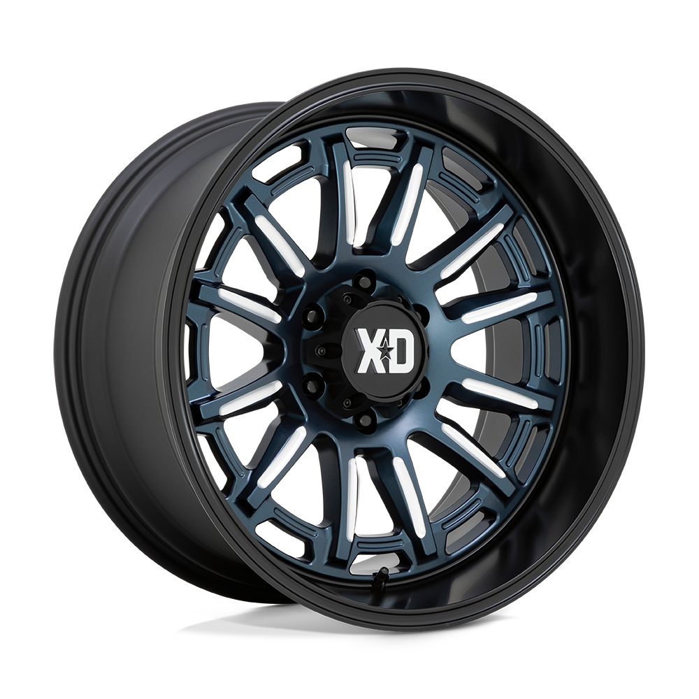 20X10 XD XD865 PHOENIX 5X5.0 -18MM METALLIC BLUE MILLED WITH BLACK LIP