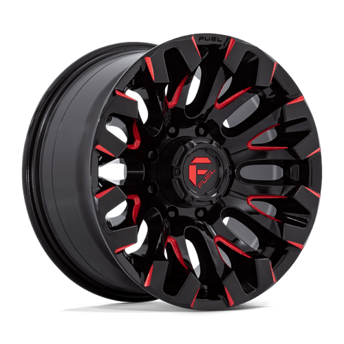 18X9 Fuel 1PC D829 QUAKE 8X6.5 1MM GLOSS BLACK MILLED RED TINT