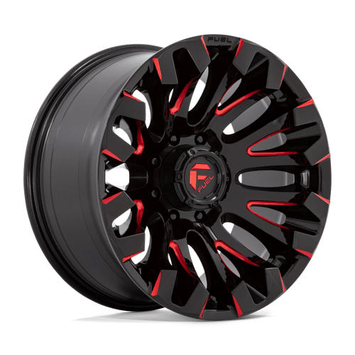 20X10 Fuel 1PC D829 QUAKE 8X180 -18MM GLOSS BLACK MILLED RED TINT