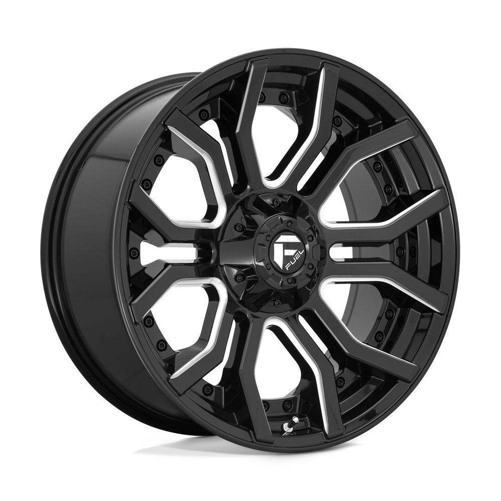 22X10 Fuel 1PC D711 RAGE 6X135/5.5 -18MM GLOSS BLACK MILLED