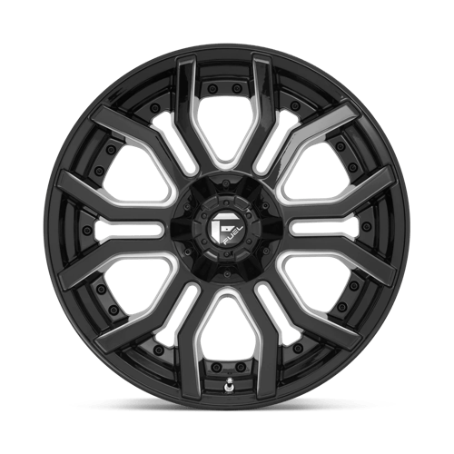 22X10 Fuel 1PC D711 RAGE 6X135/5.5 -18MM GLOSS BLACK MILLED