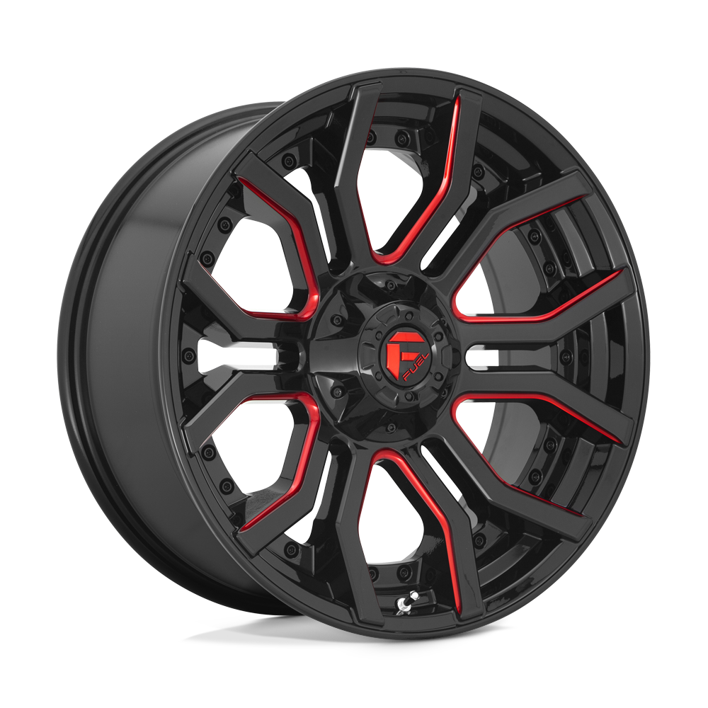 22X10 Fuel 1PC D712 RAGE 6X135/5.5 -18MM GLOSS BLACK RED TINTED CLEAR