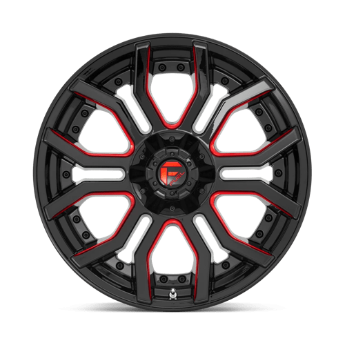 22X10 Fuel 1PC D712 RAGE 5X5.0/5.5 -18MM GLOSS BLACK RED TINTED CLEAR