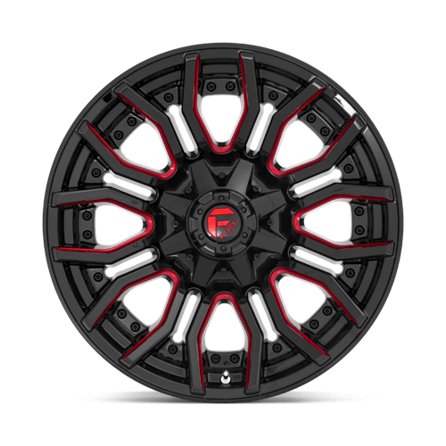 20X10 Fuel 1PC D712 RAGE 8X6.5 -18MM GLOSS BLACK RED TINTED CLEAR