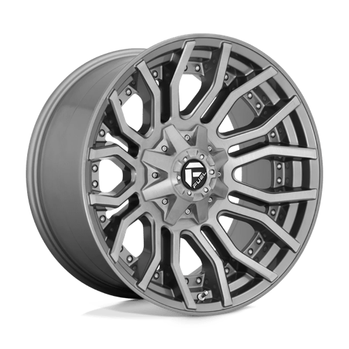 20X10 Fuel 1PC D713 RAGE PLATINUM 8X6.5 -18MM BRUSHED GUN METAL TINTED CLEAR