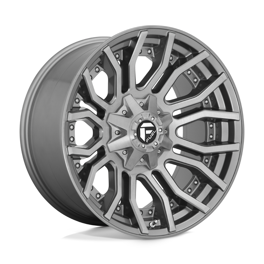 20X10 Fuel 1PC D713 RAGE PLATINUM 8X6.5 -18MM BRUSHED GUN METAL TINTED CLEAR