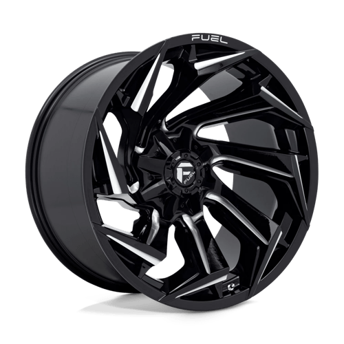 22X12 Fuel 1PC D753 REACTION 8X6.5 -44MM GLOSS BLACK MILLED