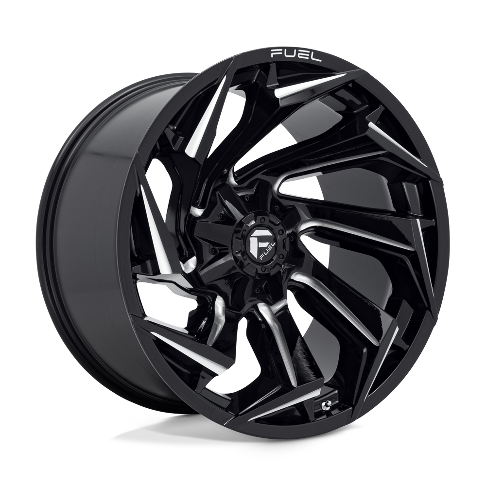 22X12 Fuel 1PC D753 REACTION 8X6.5 -44MM GLOSS BLACK MILLED