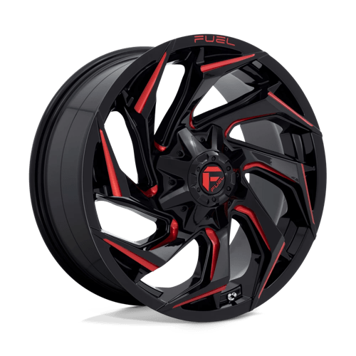 20X9 Fuel 1PC D755 REACTION 8X180 20MM GLOSS BLACK MILLED WITH RED TINT