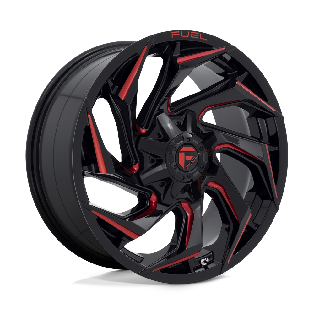 20X9 Fuel 1PC D755 REACTION 8X180 20MM GLOSS BLACK MILLED WITH RED TINT