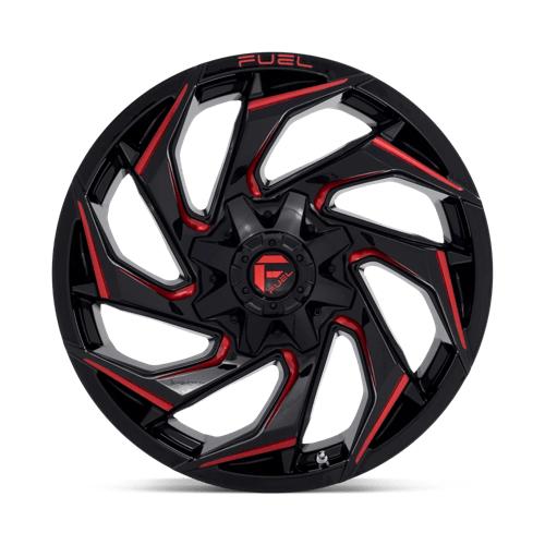 20X9 Fuel 1PC D755 REACTION 8X180 20MM GLOSS BLACK MILLED WITH RED TINT