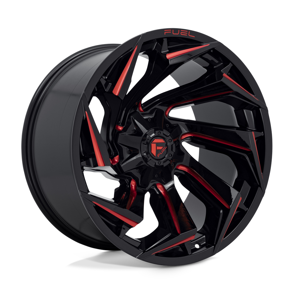 22X12 Fuel 1PC D755 REACTION 8X180 -44MM GLOSS BLACK MILLED WITH RED TINT