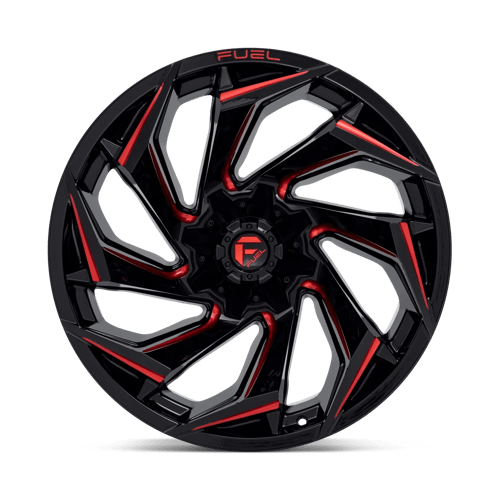 22X12 Fuel 1PC D755 REACTION 8X180 -44MM GLOSS BLACK MILLED WITH RED TINT