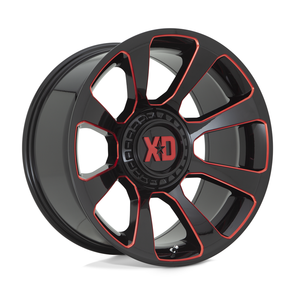 20X9 XD XD854 REACTOR 5X5.0/5.5 18MM GLOSS BLACK MILLED WITH RED TINT