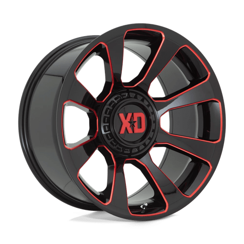 20X9 XD XD854 REACTOR 5X5.0/5.5 18MM GLOSS BLACK MILLED WITH RED TINT