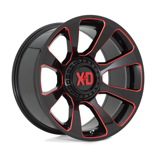 20X9 XD XD854 REACTOR 5X5.0/5.5 18MM GLOSS BLACK MILLED WITH RED TINT