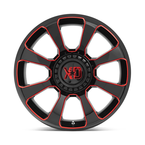 20X9 XD XD854 REACTOR 5X5.0/5.5 18MM GLOSS BLACK MILLED WITH RED TINT