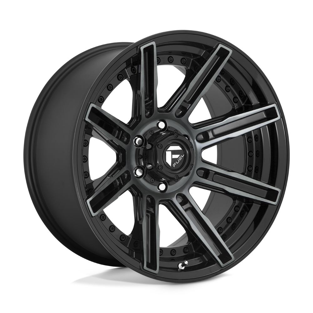 20X10 Fuel 1PC D708 ROGUE 6X5.5 -18MM GLOSS MACHINED DOUBLE DARK TINT