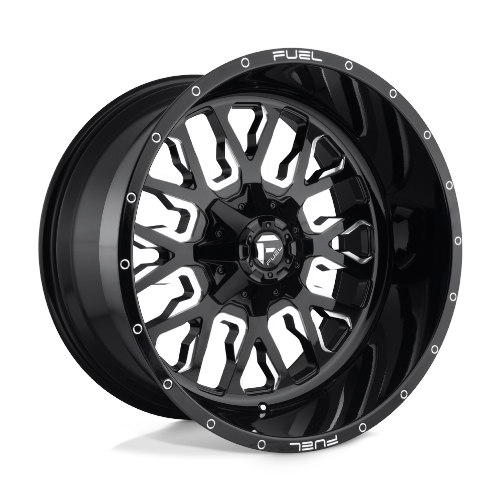 22X12 Fuel 1PC D611 STROKE 5X5.5/150 -44MM GLOSS BLACK MILLED