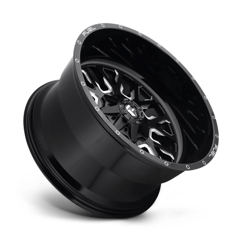 22X12 Fuel 1PC D611 STROKE 5X5.5/150 -44MM GLOSS BLACK MILLED