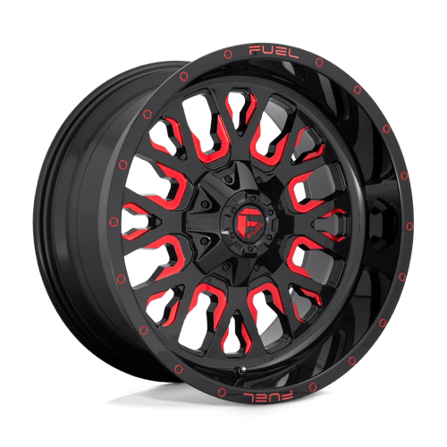 18X9 Fuel 1PC D612 STROKE 8X6.5 -12MM GLOSS BLACK RED TINTED CLEAR