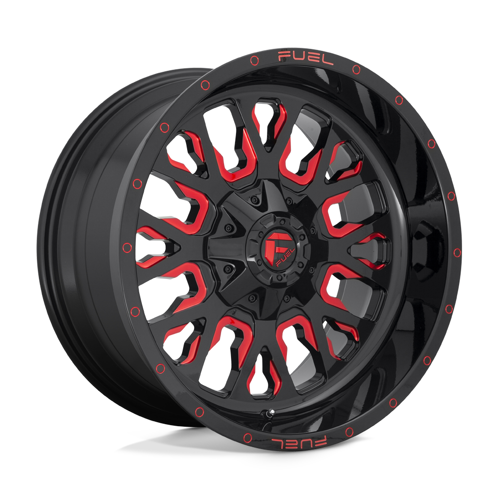 17X9 Fuel 1PC D612 STROKE 5X4.5/5.0 -12MM GLOSS BLACK RED TINTED CLEAR