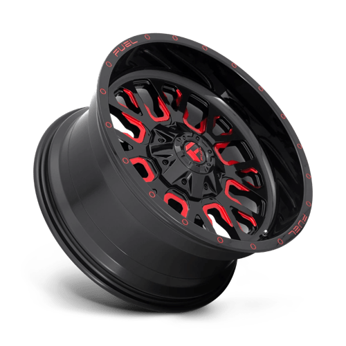 20X9 Fuel 1PC D612 STROKE 5X5.5/150 20MM GLOSS BLACK RED TINTED CLEAR