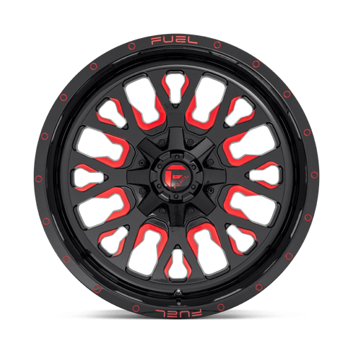 18X9 Fuel 1PC D612 STROKE 6X135/5.5 1MM GLOSS BLACK RED TINTED CLEAR