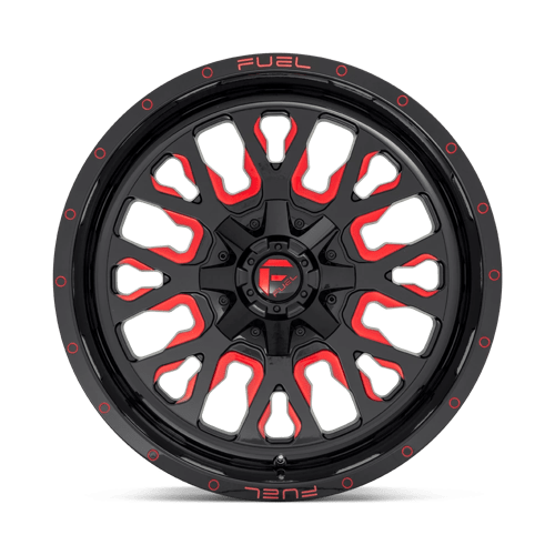 18X9 Fuel 1PC D612 STROKE 5X4.5/5.0 -12MM GLOSS BLACK RED TINTED CLEAR