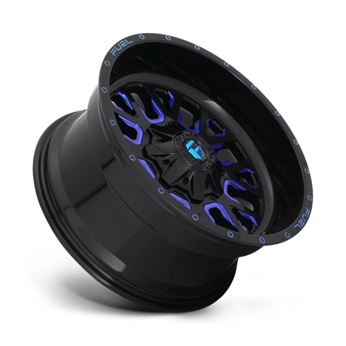 20X9 Fuel 1PC D645 STROKE 5X5.5/150 1MM GLOSS BLACK BLUE TINTED CLEAR