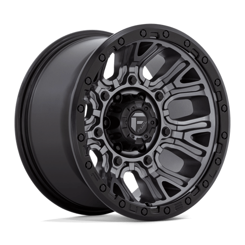20X9 Fuel 1PC D825 TRACTION 5X5.0 1MM MATTE GUNMETAL WITH BLACK RING