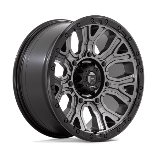 20X9 Fuel 1PC D825 TRACTION 6X135 1MM MATTE GUNMETAL WITH BLACK RING