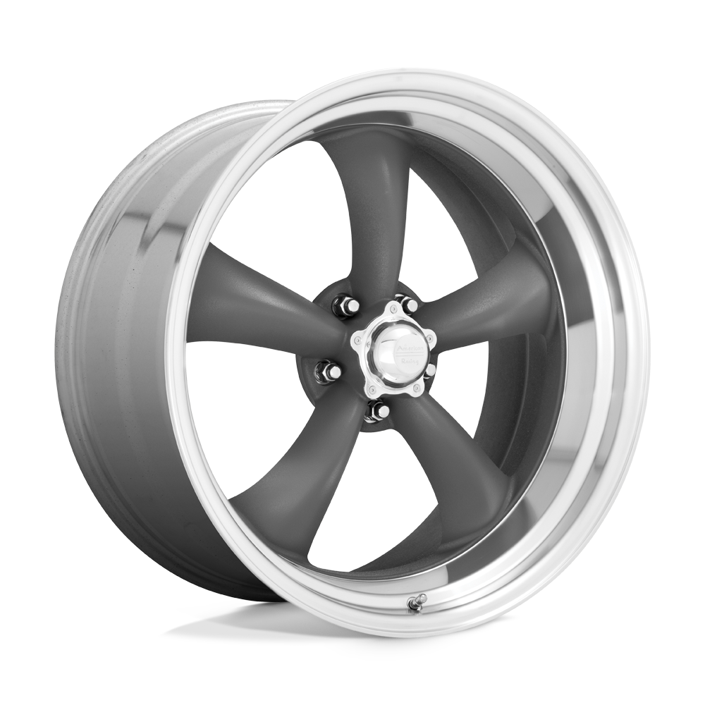 18X8 American Racing Vintage VN215 CLASSIC TORQ THRUST II 5X4.75 0MM MAG GRAY MACHINED LIP