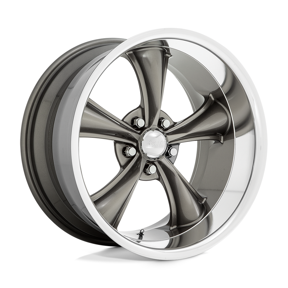 18X8 American Racing Vintage VN338 BOSS TT 5X4.75 2MM GRAPHITE WITH DIAMOND CUT LIP