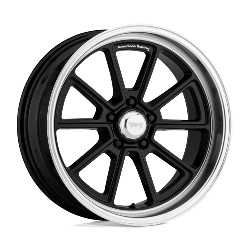 18X8 American Racing Vintage VN510 DRAFT 5X4.5 0MM GLOSS BLACK DIAMOND CUT LIP