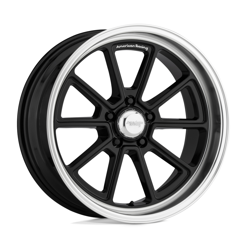 18X10 American Racing Vintage VN510 DRAFT 5X4.5 0MM GLOSS BLACK DIAMOND CUT LIP