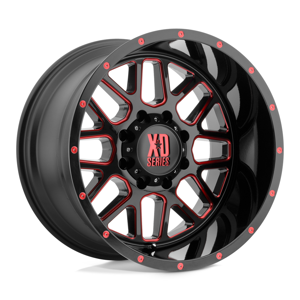 20X9 XD XD820 GRENADE 5X5.0 0MM SATIN  BLACK MILLED WITH RED CLEAR COAT