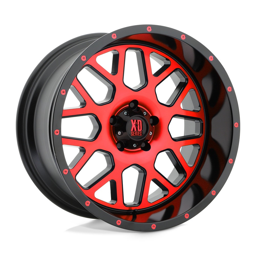 20X10 XD XD820 GRENADE 5X5.0 -24MM SATIN BLACK MACHINED FACE WITH RED TINTED CLEAR COAT