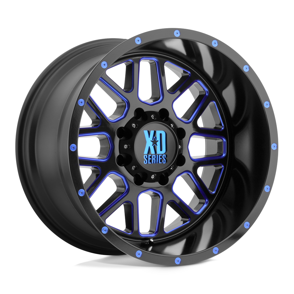 20X9 XD XD820 GRENADE 5X5.0 0MM SATIN  BLACK MILLED WITH BLUE CLEAR COAT